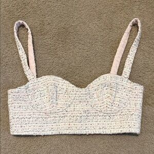 Meshki Stylish Textured Cream Crop Top